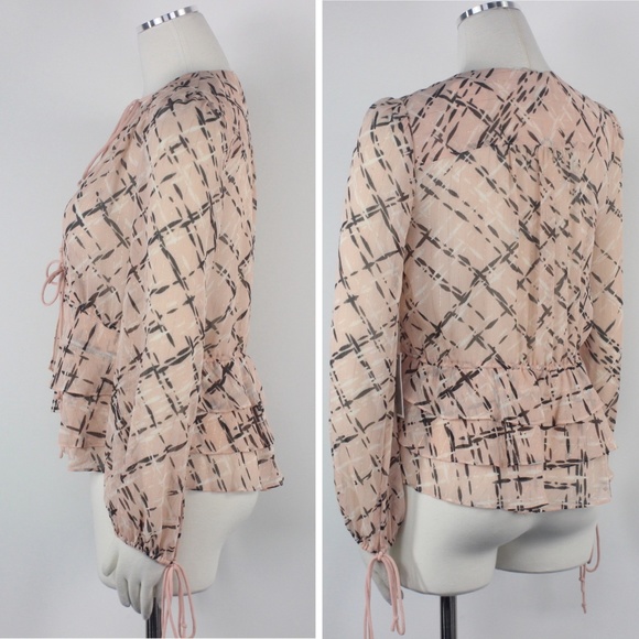 NWT Olivia Palermo Neck Tie Empire Waist Blouse M - Picture 4 of 8